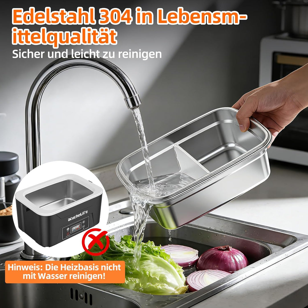Elektrische Lunchbox Erwachsene mit Akku, 1200ML Beheizbare Lunchbox mit Edelstahlbesteck,Touchscree