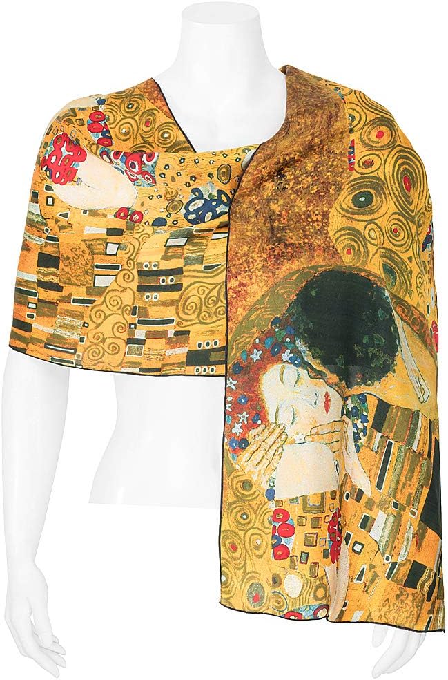 VON LILIENFELD Seidenschal Damen Satin lang Motiv 172 x 42 cm Gustav Klimt: Der Kuss, Gustav Klimt: