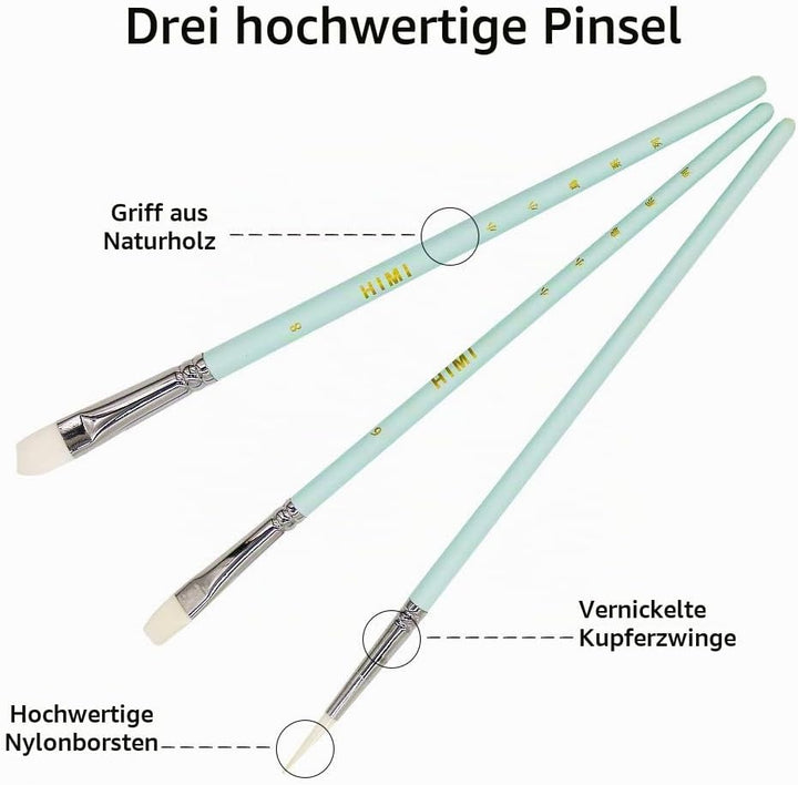 HIMI Gouache-Farbenset, 24 Farben x 30 ml, einzigartiges Geleebecher-Design mit 3 Malpinseln und ein