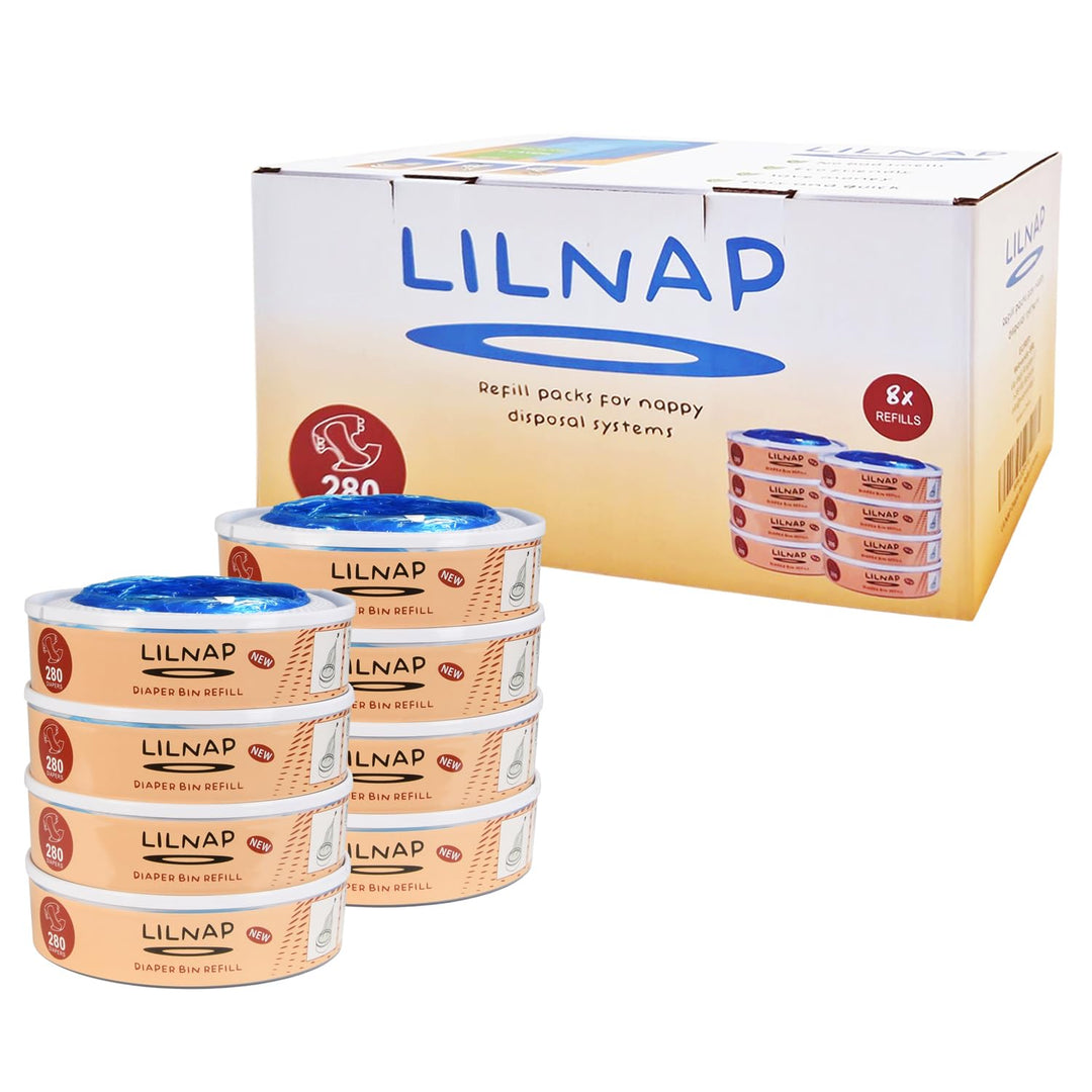LILNAP - 8 Nachfüllkassetten kompatibel mit Angelcare Windeleimer & Litter Locker II (RUNDE KASSETTE