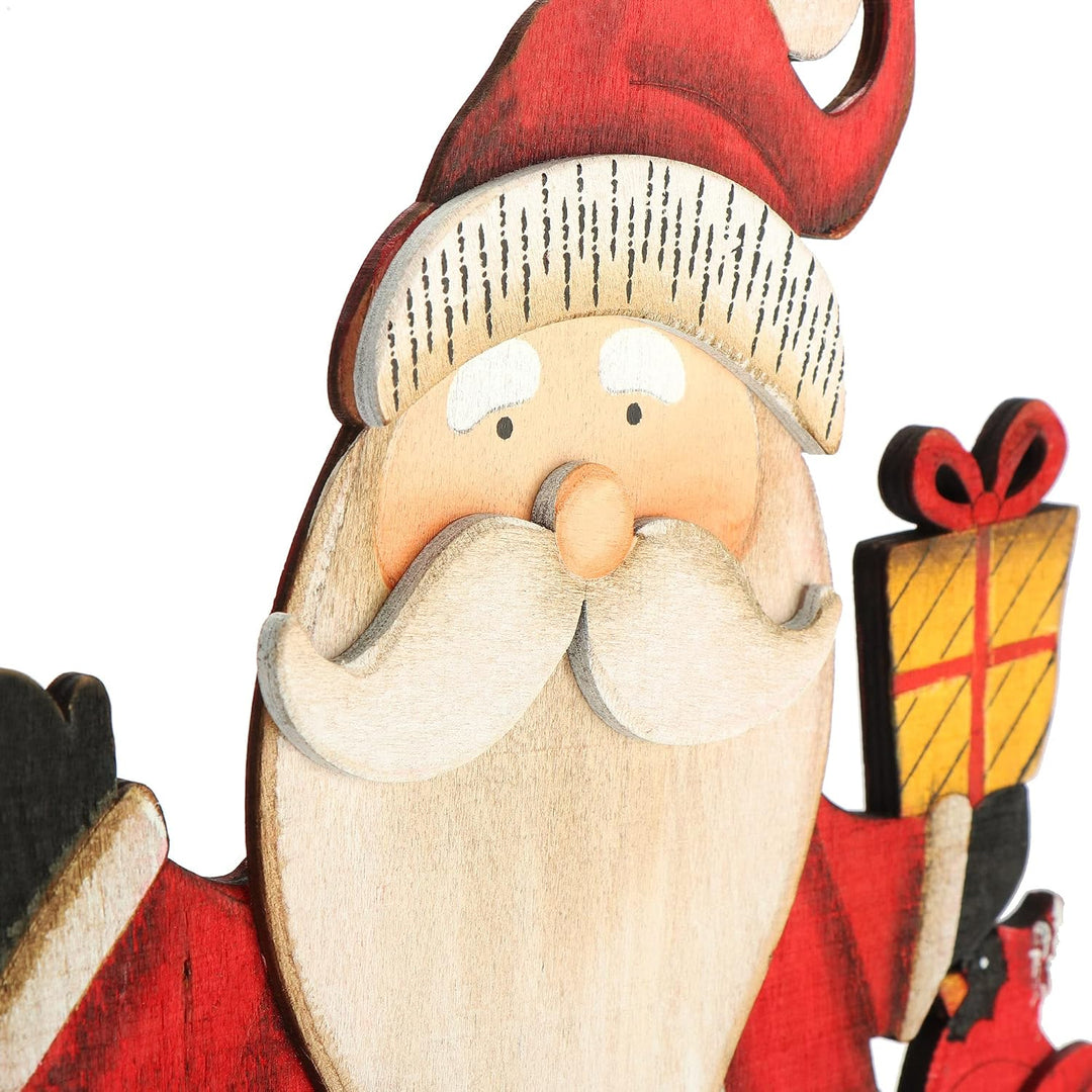 com-four® Dekorativer Aufsteller für Weihnachten, XL Weihnachtsmann Santa mit Geschenken - Gross, Sa