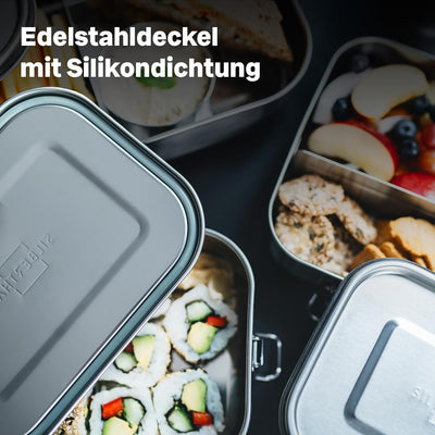 SILBERTHAL Brotdose Edelstahl mit Fächern 3er Set – Lunchbox Kinder & Erwachsene – Auslaufsicher & L