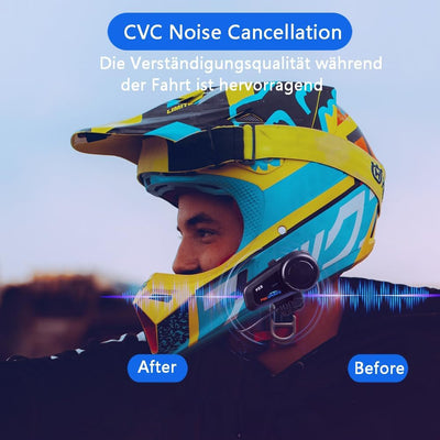 Fodsports FX6 Motorrad Bluetooth Headset, Intercom Motorrad Kommunikationssystem für 6 Motorräder mi