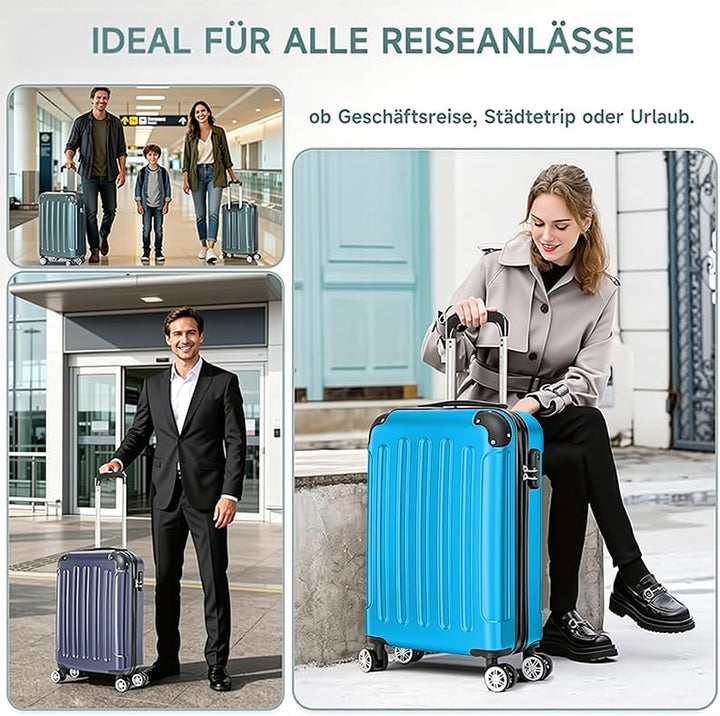 3tlg Kofferset, Trolley Koffer Reisekofferset, (55/66/76CM), Handgepäck Koffer, 360°drehbare Hartsch