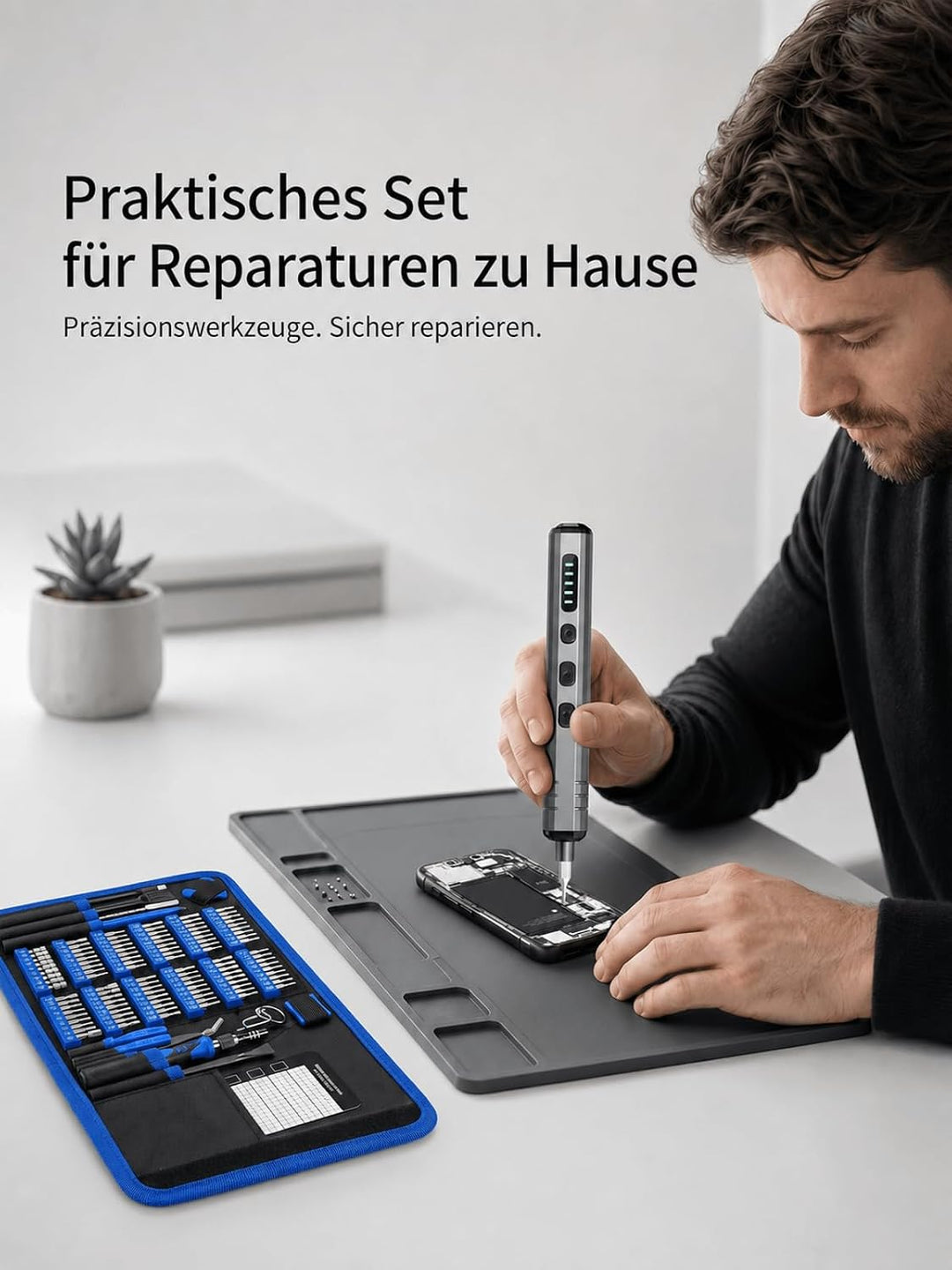 Mini Elektro Schraubendreher Set 140-tlg.: Präzisions-Reparatur-Set Feinmechaniker Werkzeug mit 120