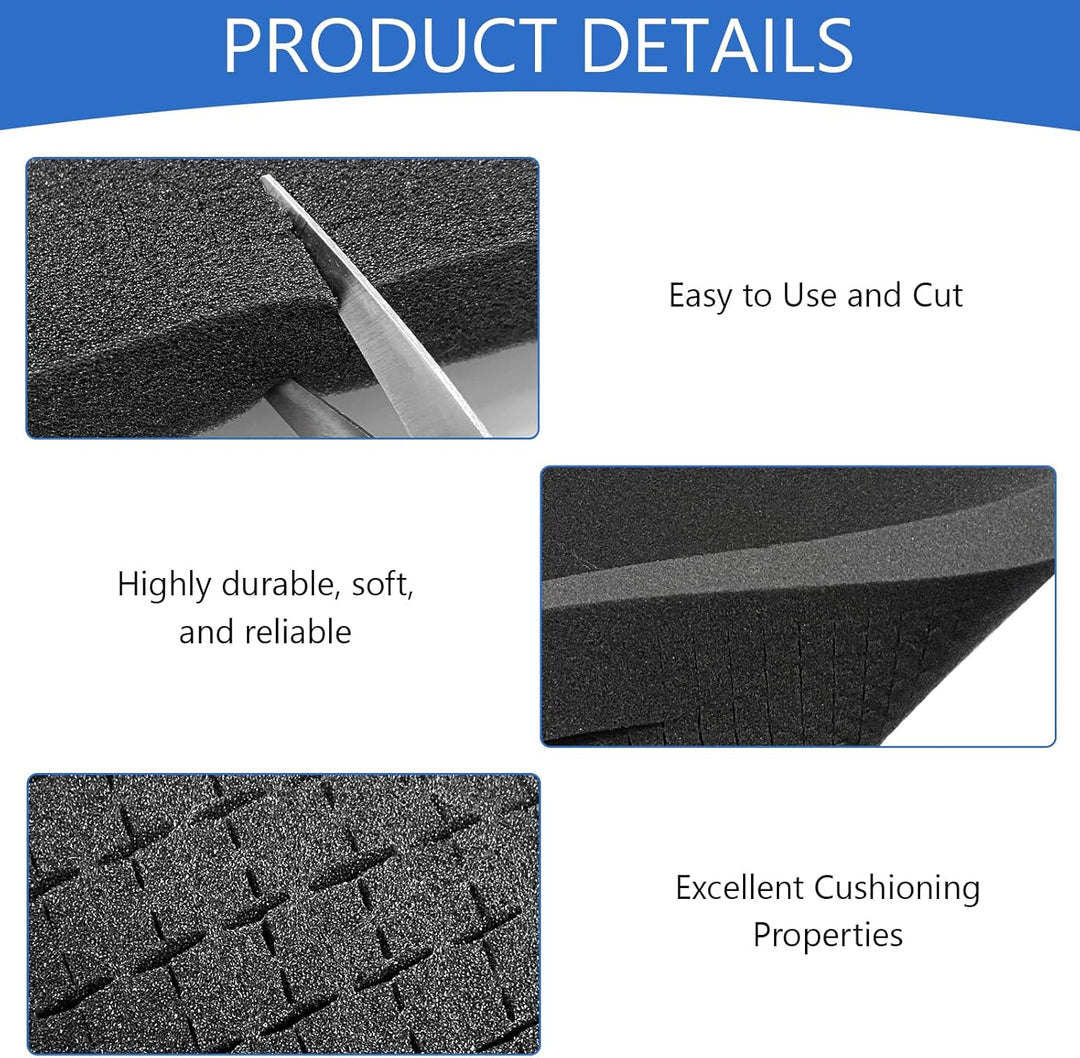 Rasterschaumstoff 400x300x25mm | 2er-Pack 50D Hochdichter Würfelschaum für Werkzeugkoffer & Kamerako
