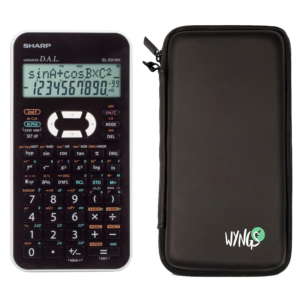 Sharp EL-531XH weiss inkl. WYNGS Schutztasche Schwarz - Wissenschaftlicher Taschenrechner - Basic Se