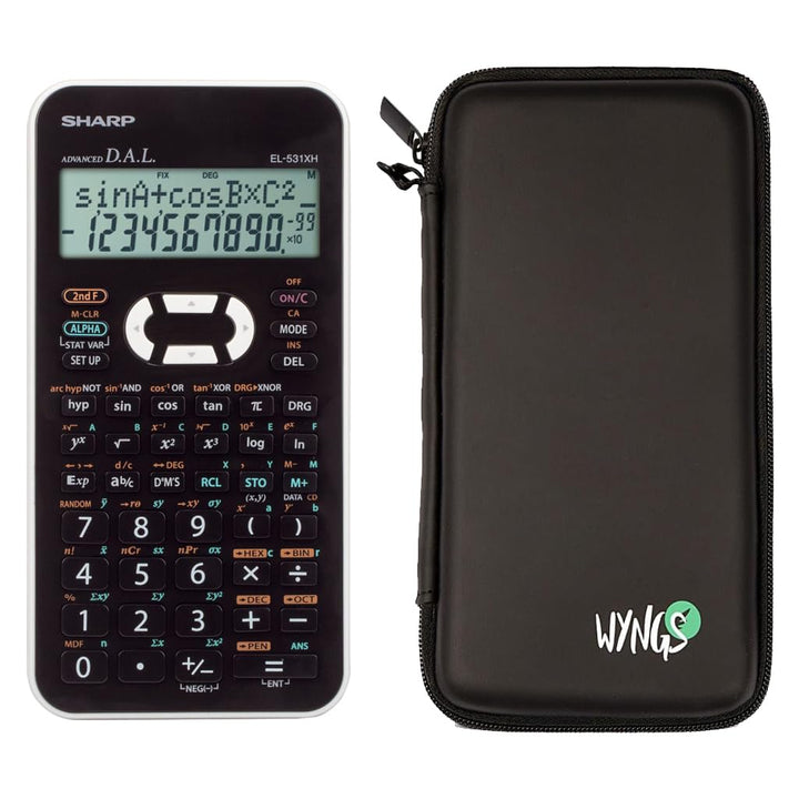 Sharp EL-531XH weiss inkl. WYNGS Schutztasche Schwarz - Wissenschaftlicher Taschenrechner - Basic Se