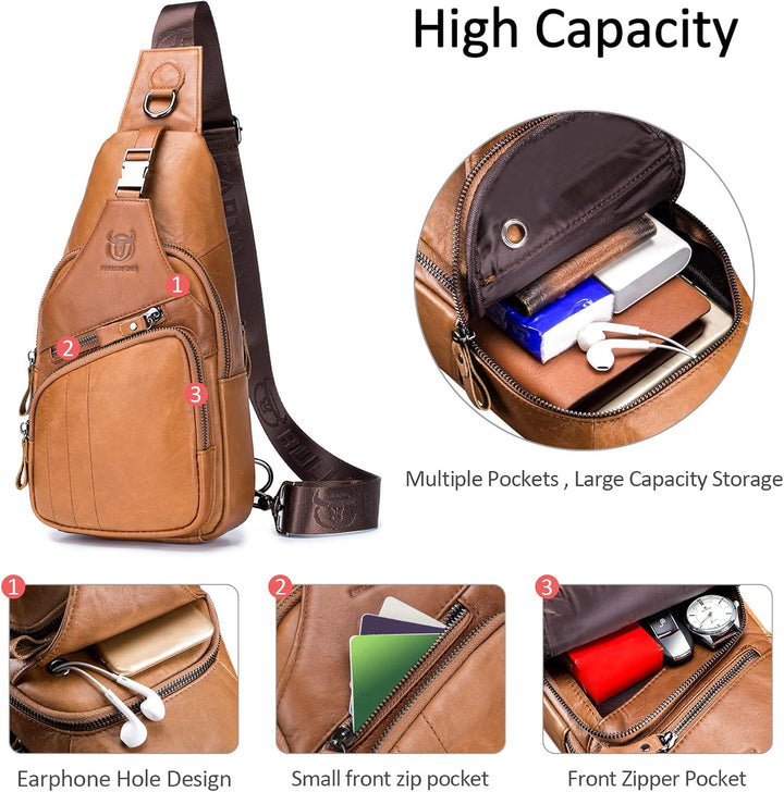 VARLIVOO Retro Herren Sling Bag Crossbody Bag Umhängetaschen Schultertasche Outdoor Sportarten Wande