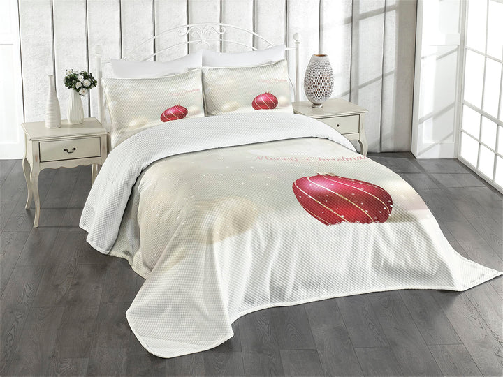 ABAKUHAUS Weihnachten Tagesdecke Set, Flitter mit Linien, Set mit Kissenbezügen luftdurchlässig, für