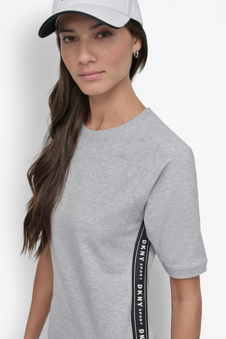 DKNY Damen Dropout Logo Sneaker Dress Lssiges Kleid S Pearl, S Pearl