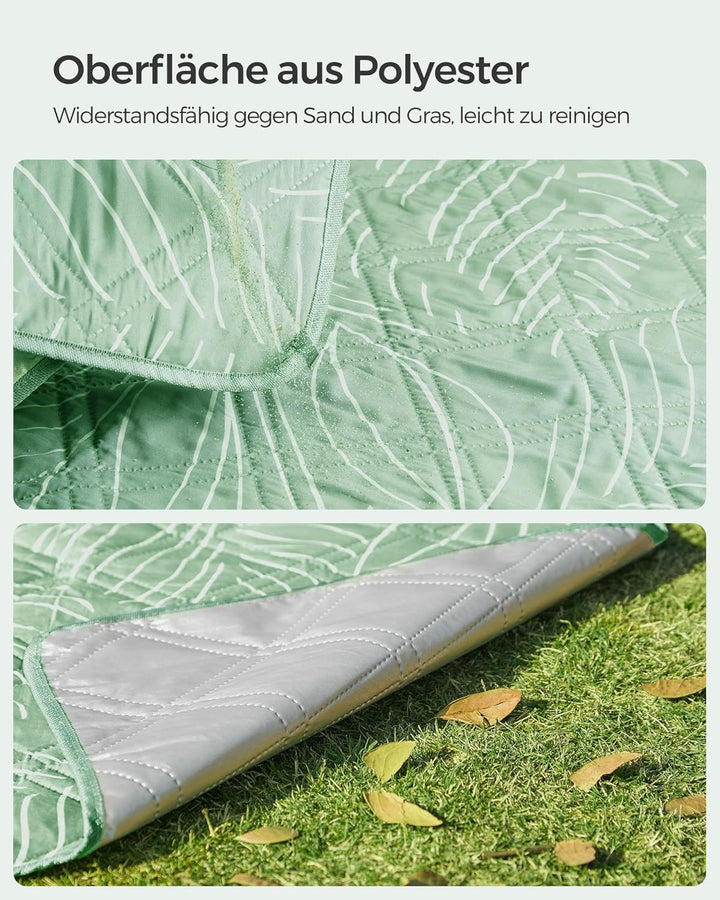 SONGMICS Picknickdecke, 200 x 200 cm, mit 4 Erdankern, gross, Campingdecke, für Park, Garten, Strand