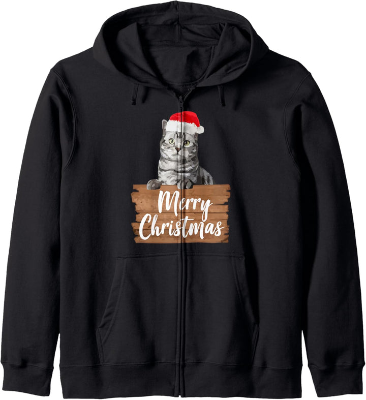 Weihnachtskatze Geschenk Kurzhaar Weihnachtsmütze Kapuzenjacke