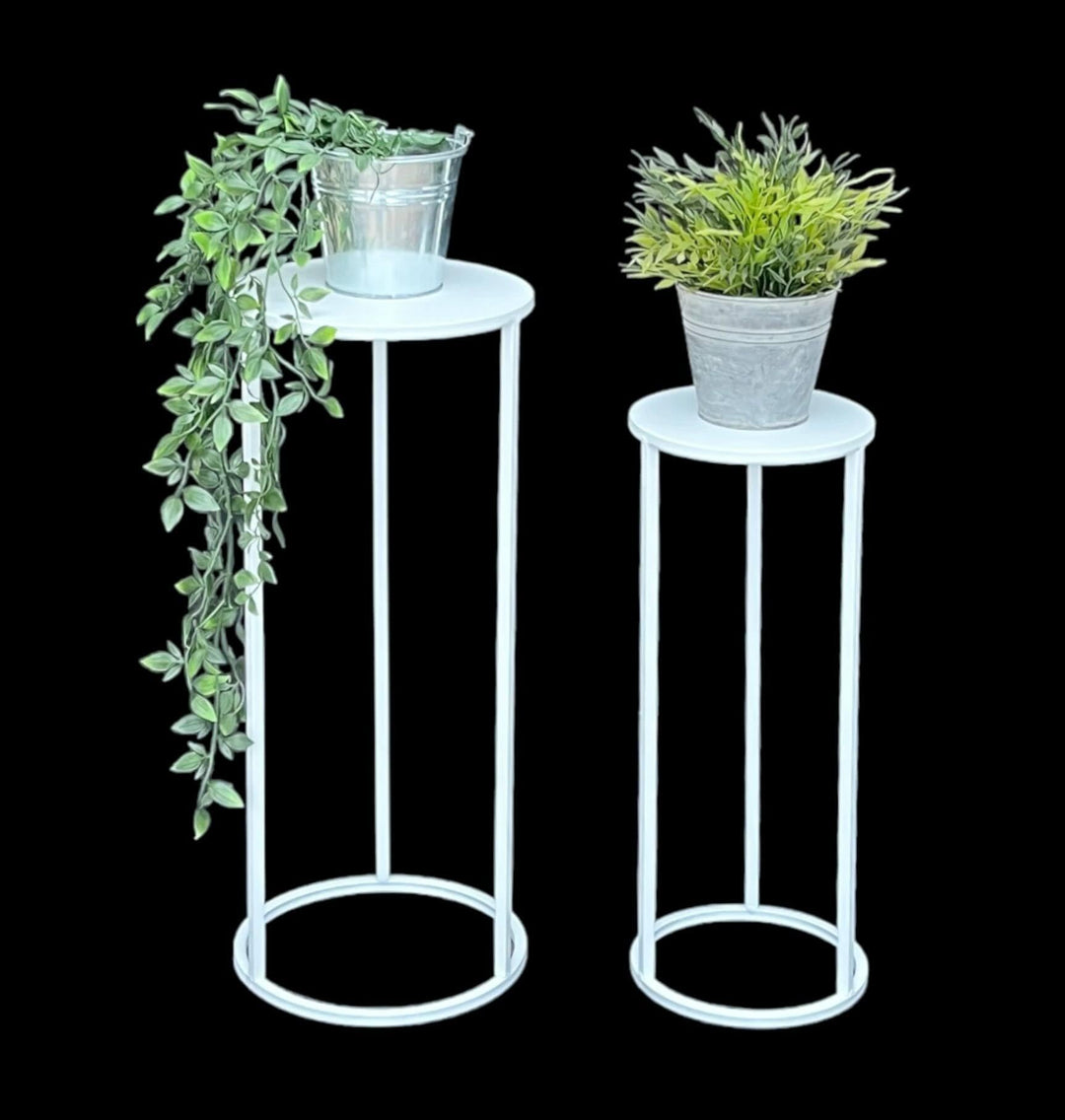 DanDiBo Blumenhocker Metall Weiss Rund Blumenständer Beistelltisch 96483 2er Set Blumensäule Modern
