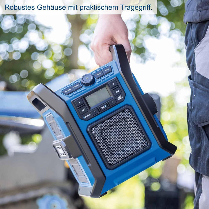 Scheppach Akku Baustellenradio C-DAB30-X | Empfang DAB+ & FM, Audio Bluetooth & USB-A | 30W Lautspre