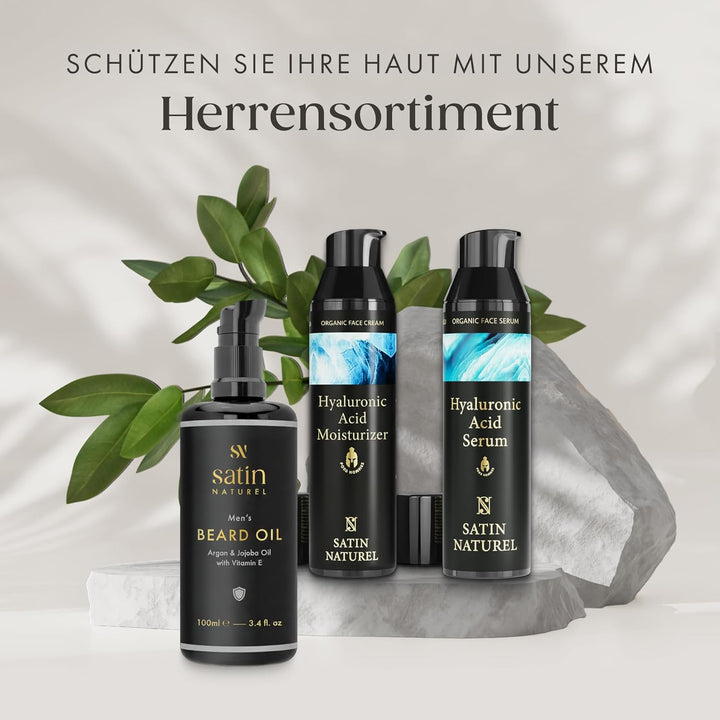 Satin Naturel BIO Bartöl kaltgepresst 100ml – Premium Beard Oil für Herren – Bartpflege mit männlich
