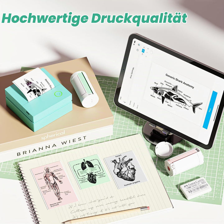 Sticker Drucker, PM290 Mini Drucker für Smartphone, Bluetooth Thermodrucker Mini mit 3 Rollen Papier