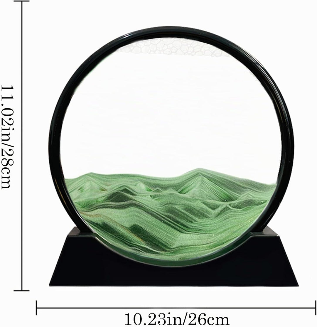 Aoderun Sandbilder Zum Drehen 3d Sanduhr Büro Deko Sand Rundes Glas Fliessender Sand Rahmen Beweglic