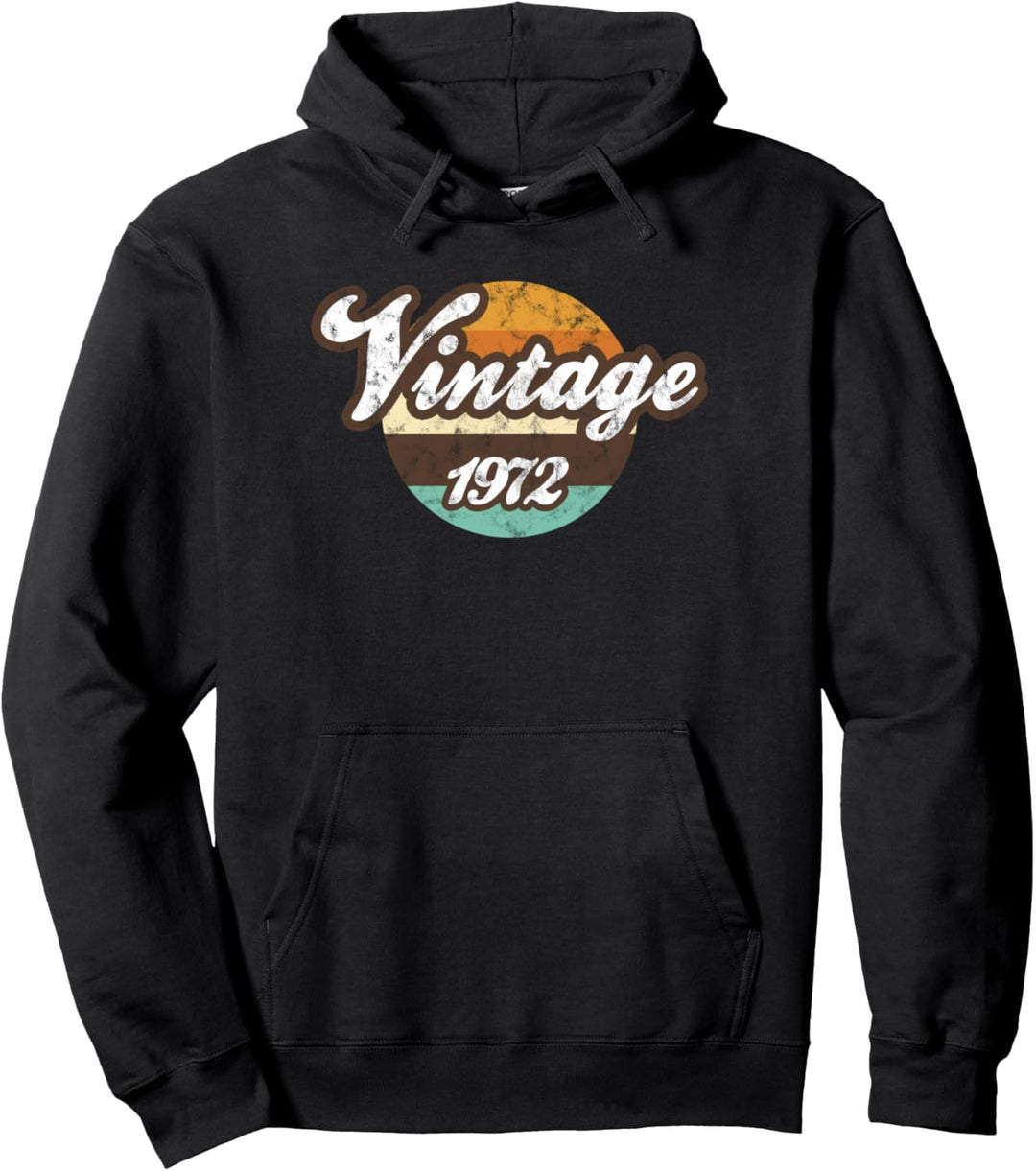 Vintage Born In 1972 Vintage Retro 52nd Birthday Pullover Hoodie