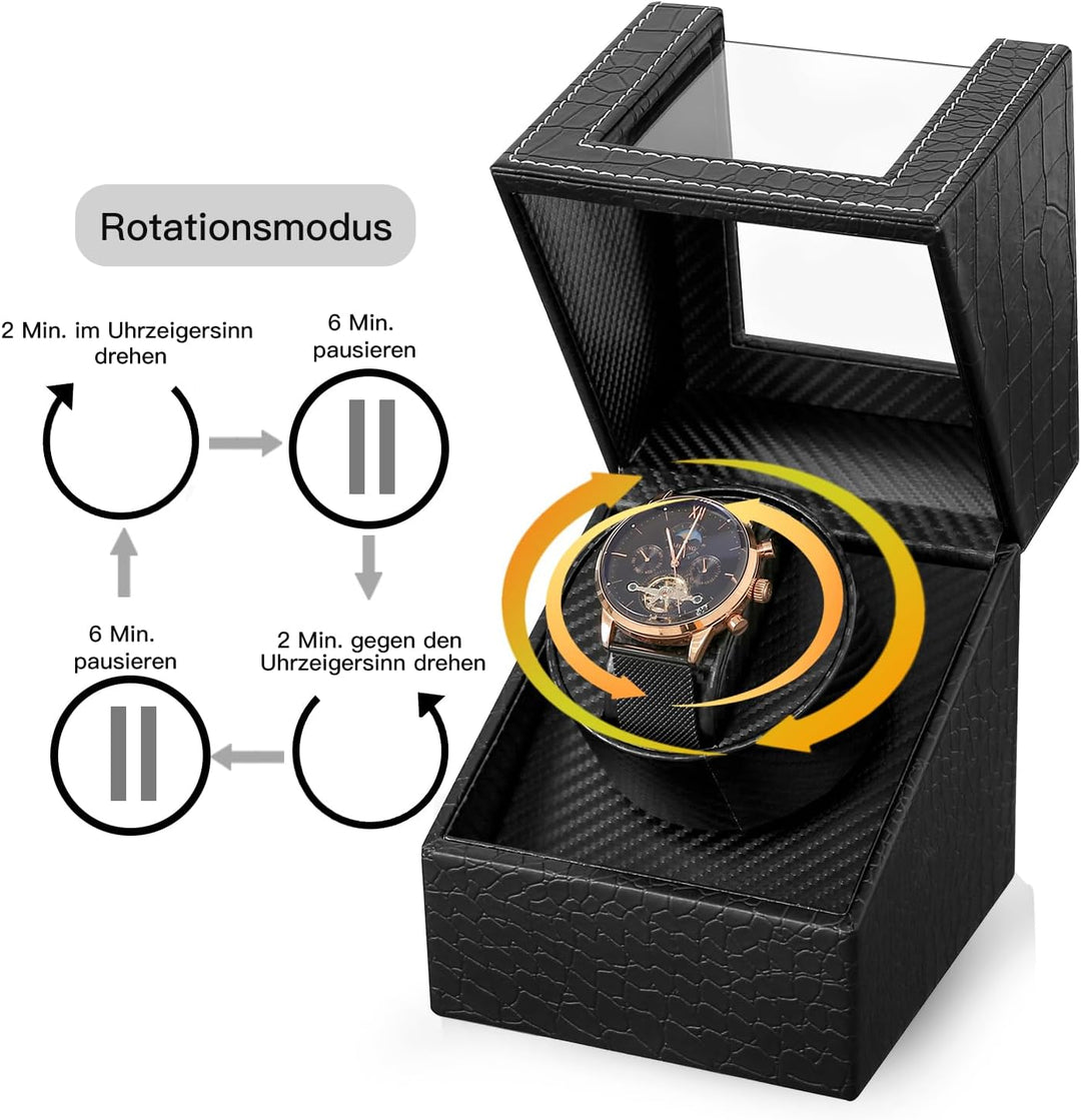 LINGFANSTORE Automatische Uhrenbeweger Box,luxuriöser Single Uhrenbeweger,Uhrengehäuse mit leisem Ma