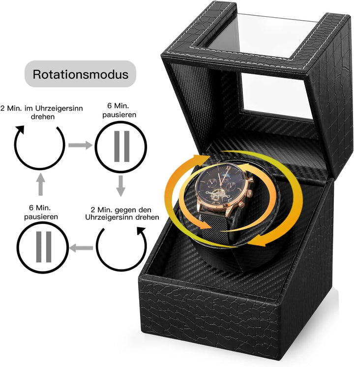 LINGFANSTORE Automatische Uhrenbeweger Box,luxuriöser Single Uhrenbeweger,Uhrengehäuse mit leisem Ma