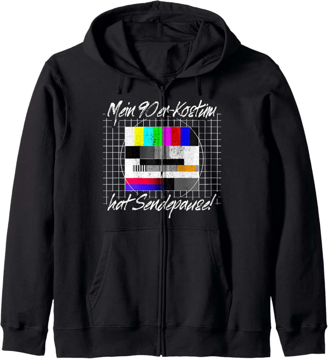 90er Jahre Kostüm Hat Sendepause Testbild 90s Mottoparty Kapuzenjacke
