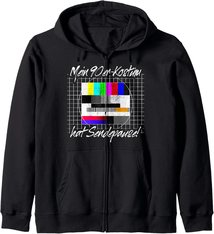 90er Jahre Kostüm Hat Sendepause Testbild 90s Mottoparty Kapuzenjacke