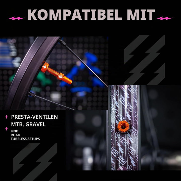 Muc-Off Unisex-Erwachsene V2 Presta Tubeless Ventile, Orange, 44mm Orange 44mm, Orange 44mm