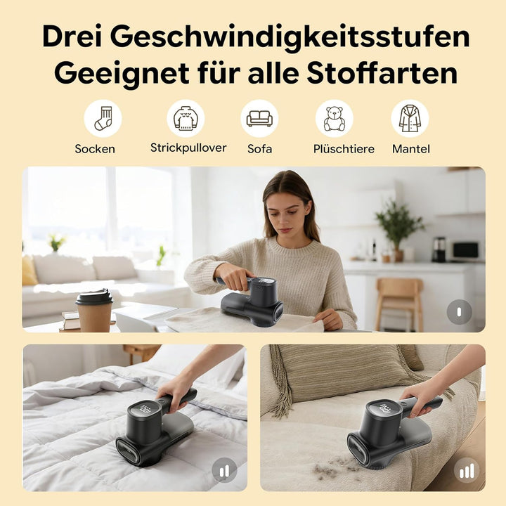 Dieser Fusselentferner für Kleidung und Sofas verfügt über eine integrierte Beleuchtung, ein LCD-Dis