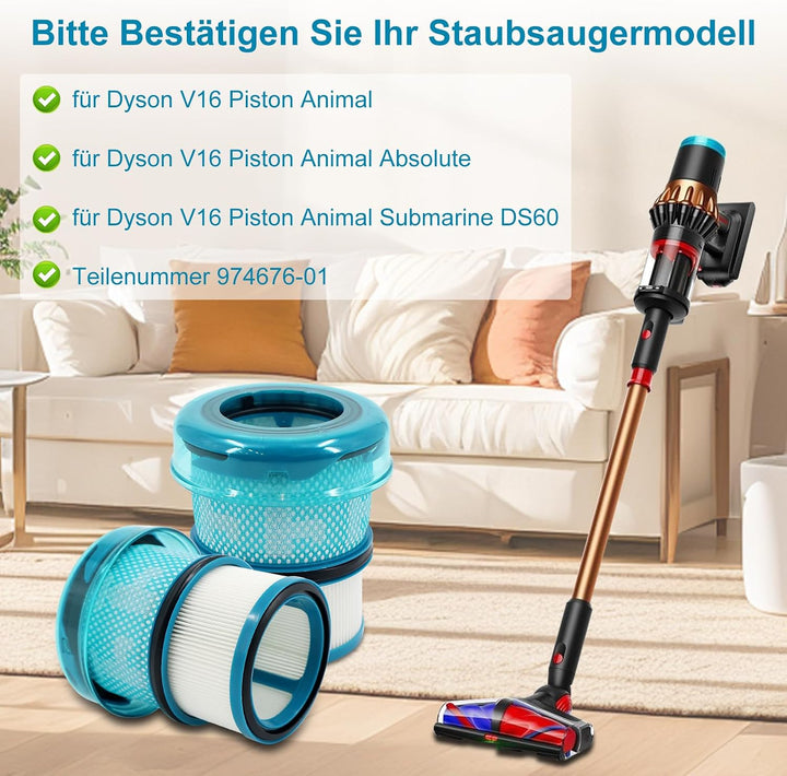 V16 Filter für Dyson V16 Piston Animal Submarine DS60 Staubsauger | V16 Ersatzfilter, V16 Staubsauge