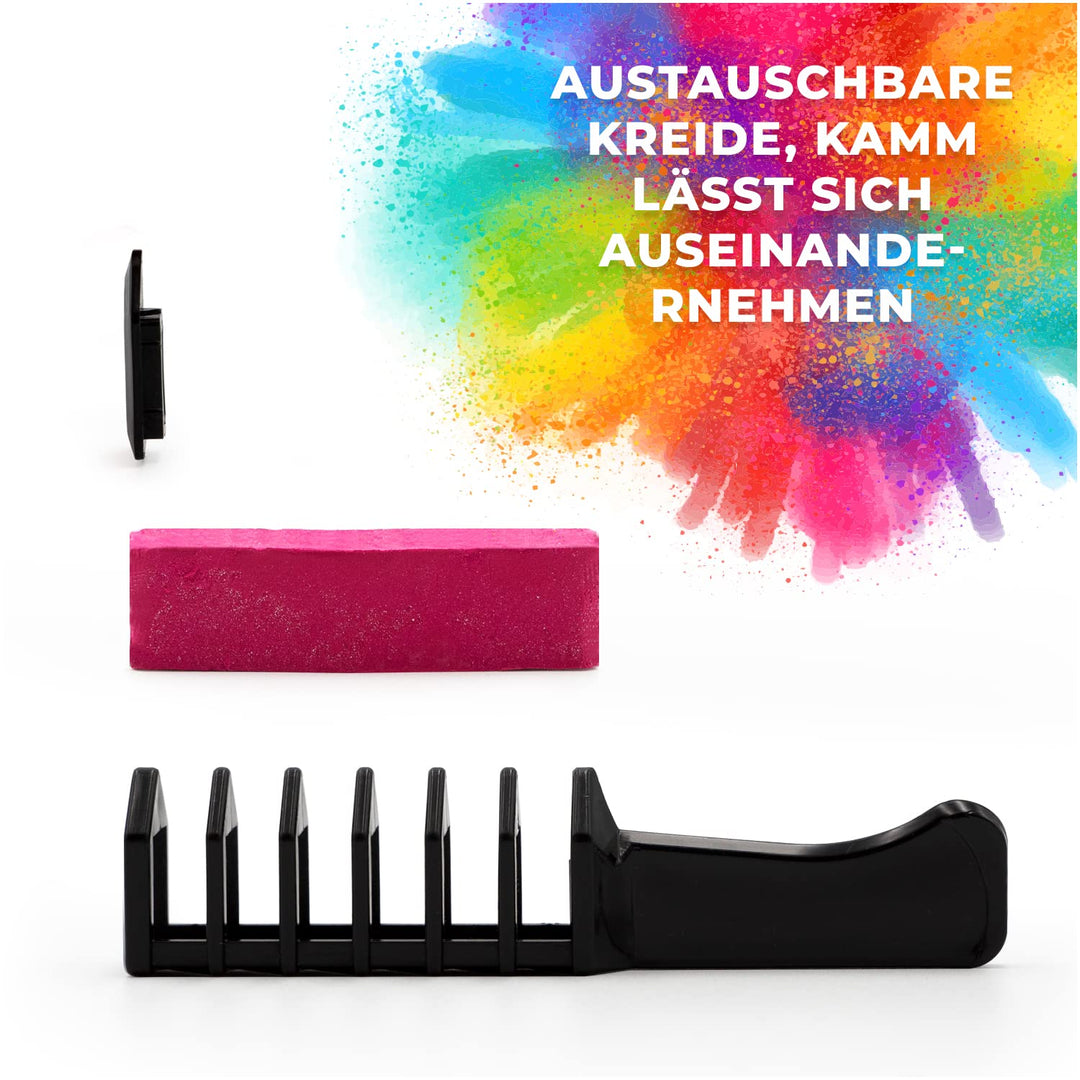 Magicat Haarkreide für Mädchen Deluxe Set 2026 I 10 Farben & 5 Haargummis I Kinder Haarfarbe auswasc