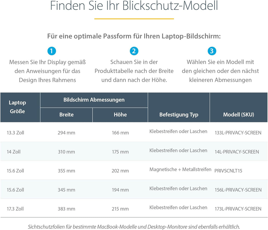 StarTech.com 15,6 Zoll 16:9 Laptop Sichtschutzfolie, Blendschutzfolie/Privacy Screen mit 51% Blaulic