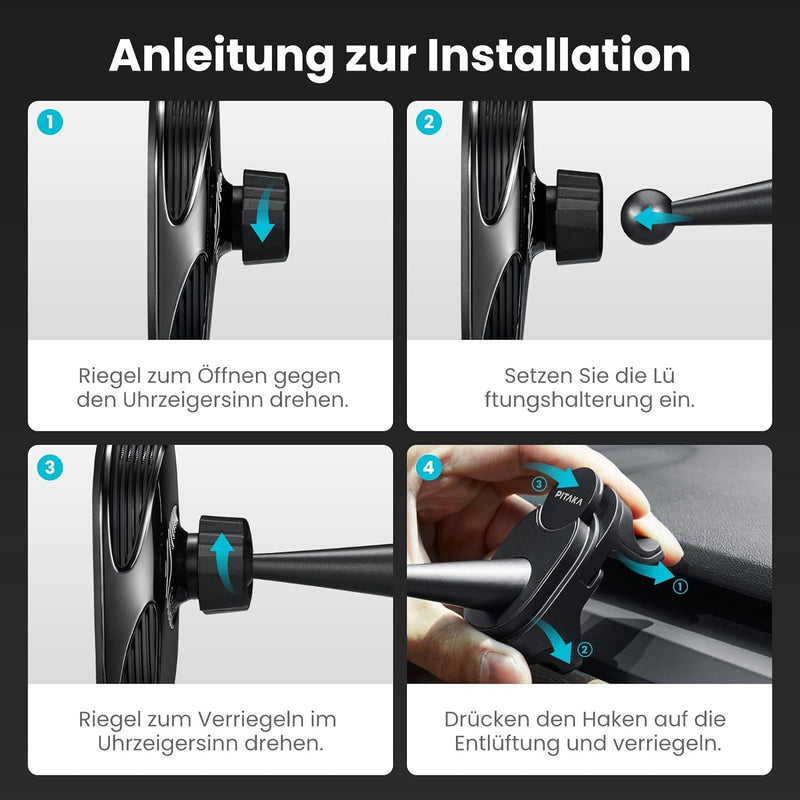 pitaka Handyhalterung mit Ladefunktion Autohalterung 15W Ladegerät für iPhone 15/14/13 mit NFC 360°