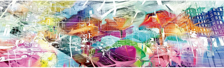 Kopfteil für Bett, PVC, Digitaldruck, Bunte Stadt, 100 x 60 cm, Original-Kopfteil 100x60cm, 100x60cm
