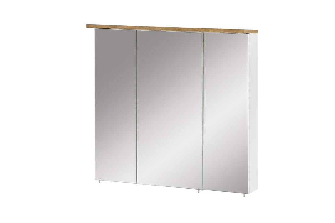 Schildmeyer Spiegelschrank Padua 142296, weiss glanz/eiche landhaus Dekor, 70,5 x 16 x 72,5 cm