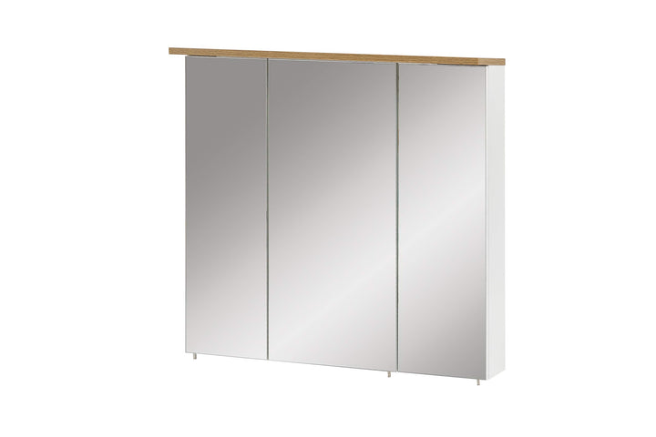 Schildmeyer Spiegelschrank Padua 142296, weiss glanz/eiche landhaus Dekor, 70,5 x 16 x 72,5 cm