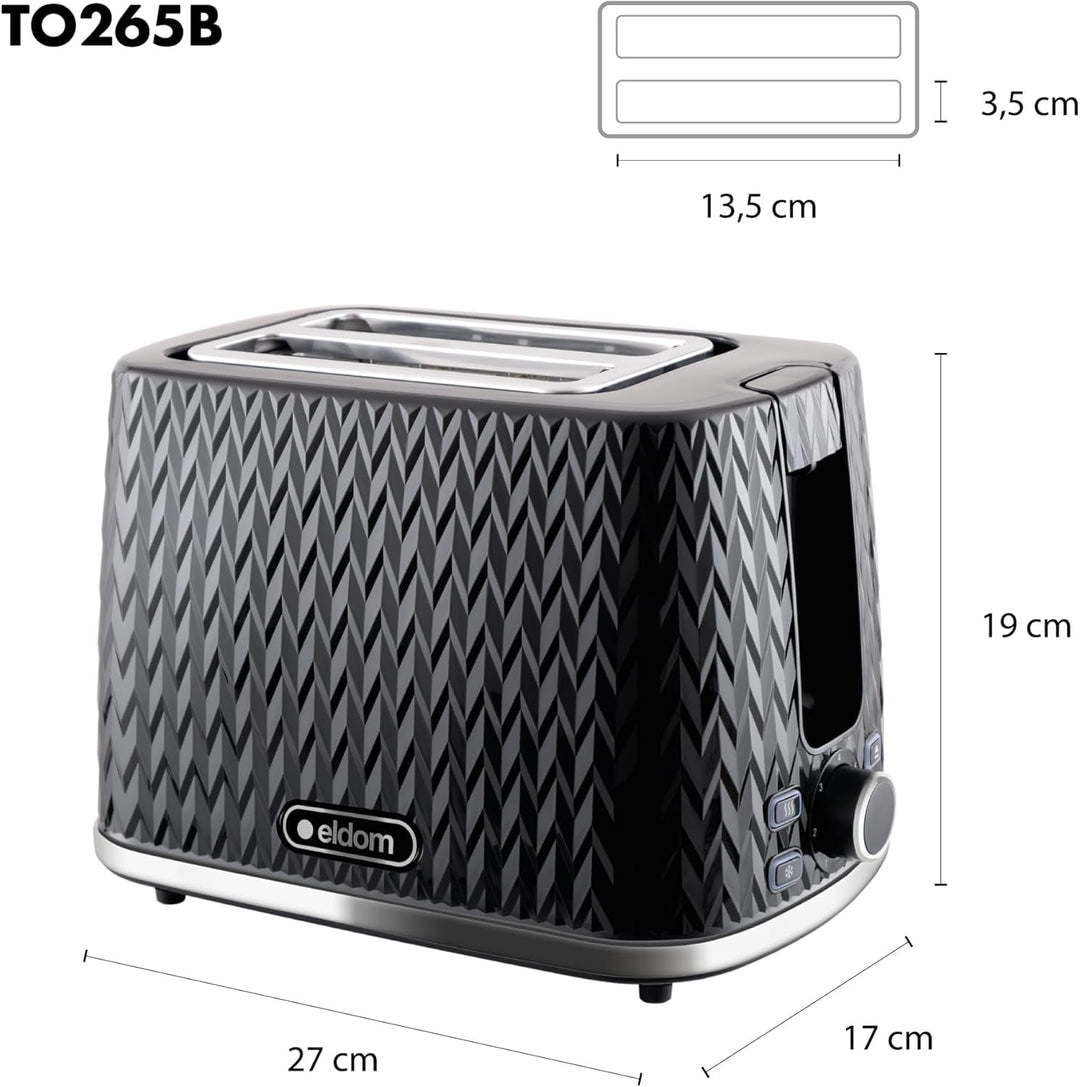 eldom TO265 Nele Toaster | 7 Röststufen | Defrost-Funktion | mit integrierten Brötchenaufsatz | Krüm