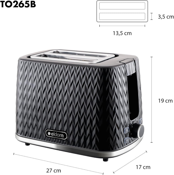 eldom TO265 Nele Toaster | 7 Röststufen | Defrost-Funktion | mit integrierten Brötchenaufsatz | Krüm