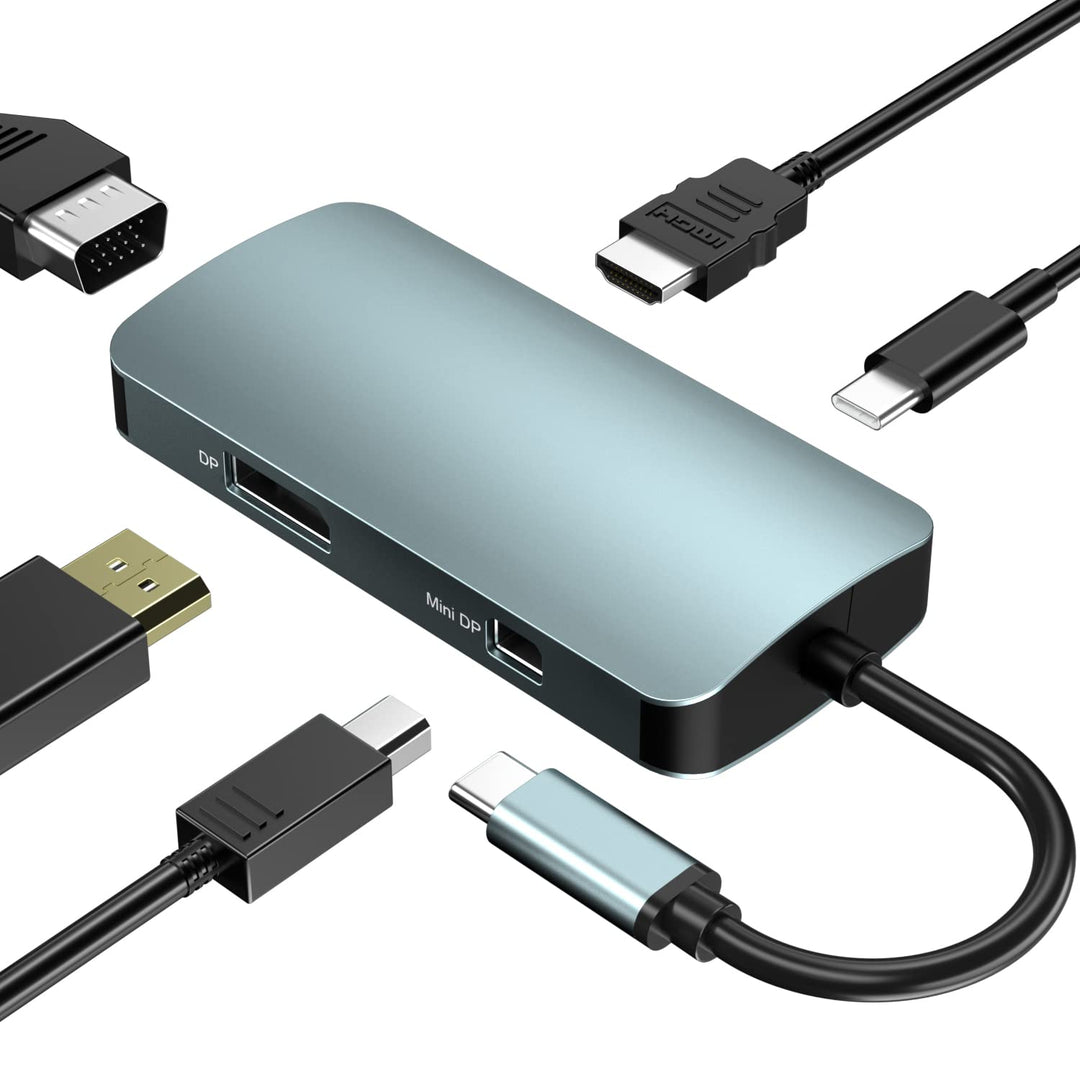 BDFFLY 5 in 1 Dockingstation, USB-C-Hub auf 100-W-Stromversorgungsadapter, 4K @ 30 Hz HDMI, DP & Min