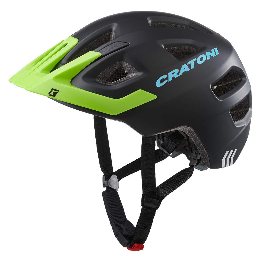 Cratoni Kinderhelm Maxster Pro Fahrradhelm Kinderhelm Jugendhelm mit Rücklicht Schwarz/Lime Matt M,