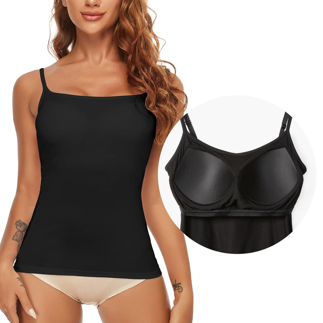 SLIMBELLE Damen Unterhemd BH Hemd Seamless Tank Top mit entfernbaren Cups Bauchweg Shapewear Top Ohn
