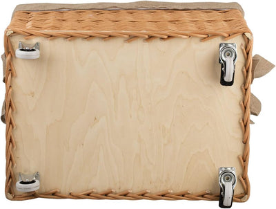 Vollweidener Kaminkorb, rechteckig, Rollkorb aus Weide, Rollkorb für Kaminholz, Rollkorb mit Jutebez