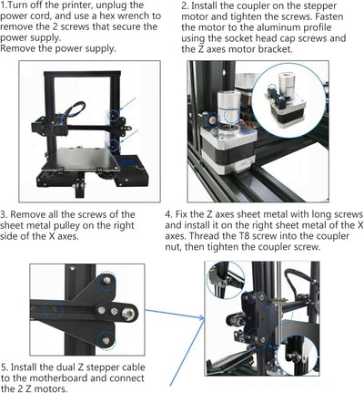 Ender 3 Dual-Z-Achsen-Kit 3D-Drucker-Teile Zubehör 3D-Drucker-Zubehör 3D-Drucker-Z-Upgrade-Kit mit L
