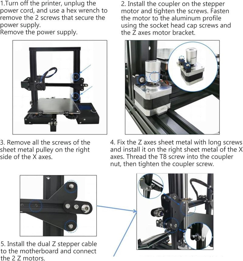 Ender 3 Dual-Z-Achsen-Kit 3D-Drucker-Teile Zubehör 3D-Drucker-Zubehör 3D-Drucker-Z-Upgrade-Kit mit L