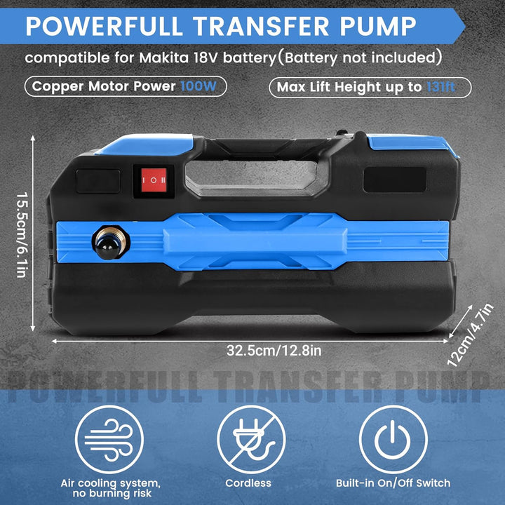 Wasserpumpe Kompatibel Mit Makita 18 V Akku, Elektrische Gartenpumpe, Kabellose Tragbare Selbstansau