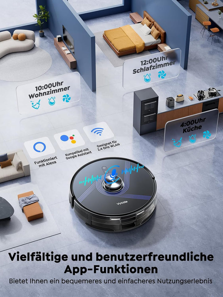 Vyzzle Saugroboter mit Wischfunktion 5500 Pa, Saugroboter mit Absaugstation 3.5L, Staubsauger Robote