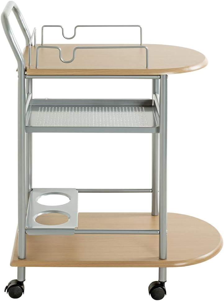HAKU Möbel 40027 Küchenwagen,65 x 35 x 83 cm, alu/buche Alu-buche 65 x 35 x 83 cm, Alu-buche 65 x 35