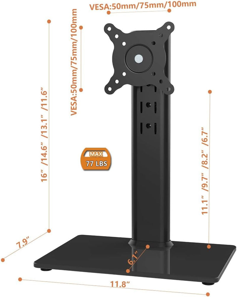 Einzelner LCD-Computer-Monitorständer, freistehend, für 33 cm bis 81,3 cm grosse Bildschirme mit Dre