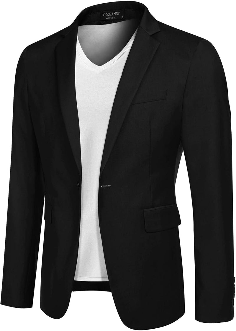 COOFANDY Herren Sportlich Freizeit Blazer Business Sakko Anzugjacke 1 Knöpfe Einfarbig Regular Fit S