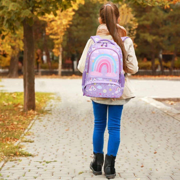 Kimwadalh Kinderrucksack Mädchen Rucksack Leichtgewicht Schulrucksack Regenbogen Schulranzen für Mäd